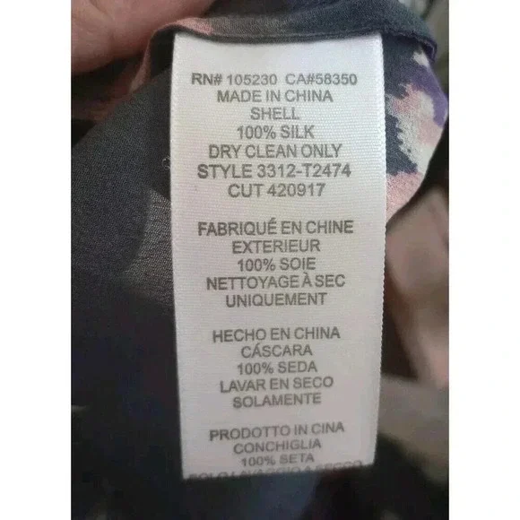 Joie Axcel 100% Silk Printed Floral Sheer Blouse Top 3/4 Sleeve Smocking Sz XS - Picture 8 of 8